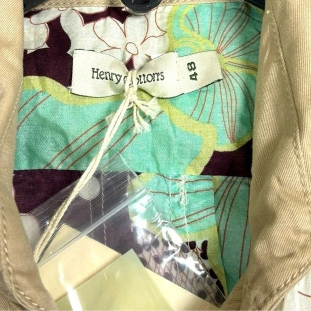 Henry Cotton's Floral Sleeveless Beaded Button Up Shirt Green‎ Size 48 XL NWT - Picture 2 of 8